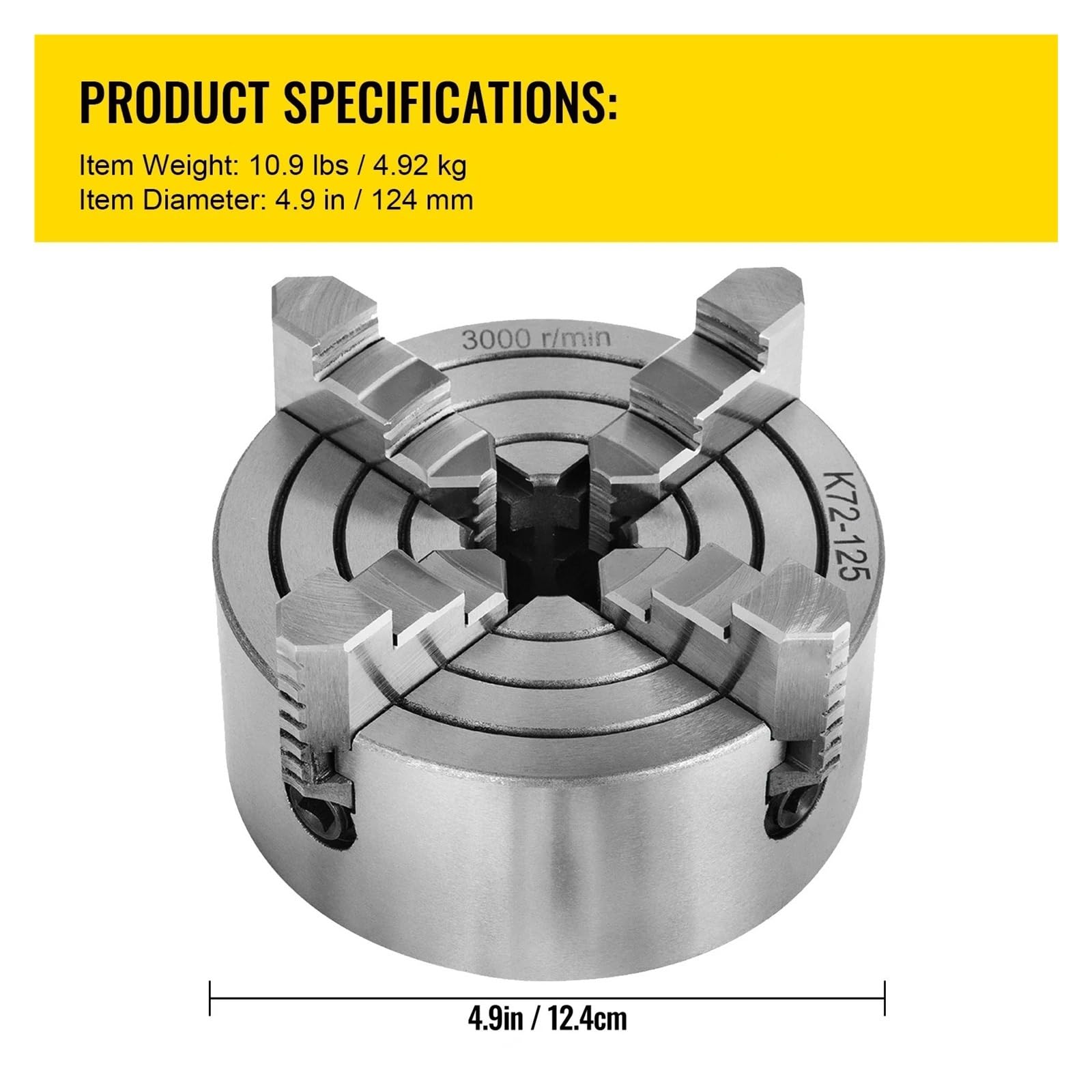 ◆Haku72◆ Amazon.com: AJDFVHJF 4 Jaw Manual Lathe Chuck 125mm K72-100