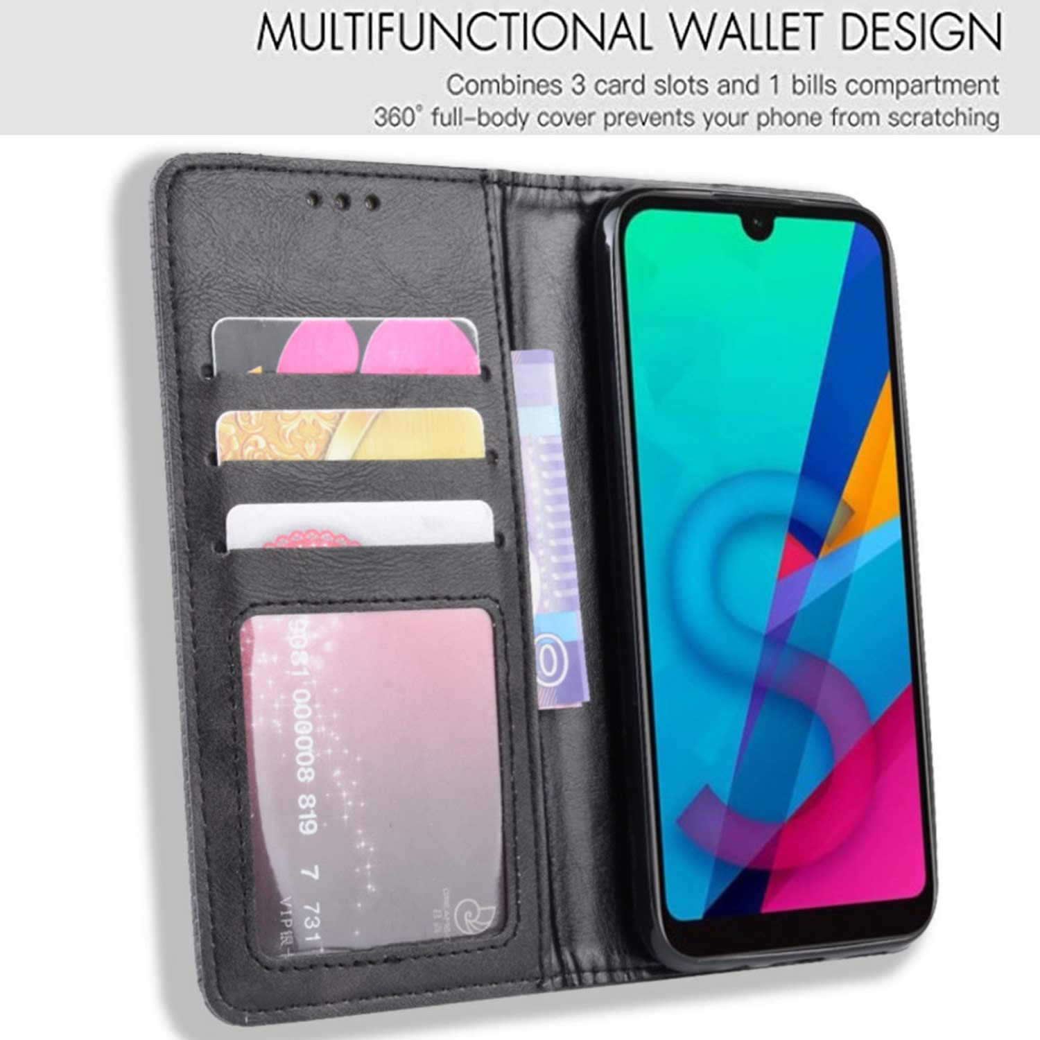 Custodia In Pelle PU Per Huawei Y5 2019 / Honor 8S – Flip Cover Con Portafoglio E Supporto – Giallo Retro
