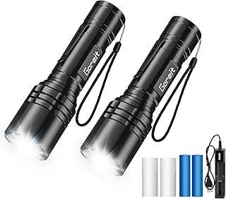 Goreit Lanterna Led Recarregavel 10000 Lumens, 2 Peças Lanternas Tatica Militar Há 5 Modos, USB Lanternas Taticas Super Potentes Led Recarregavel, Para Acampamento Caminhada Pesca EmergêNcia