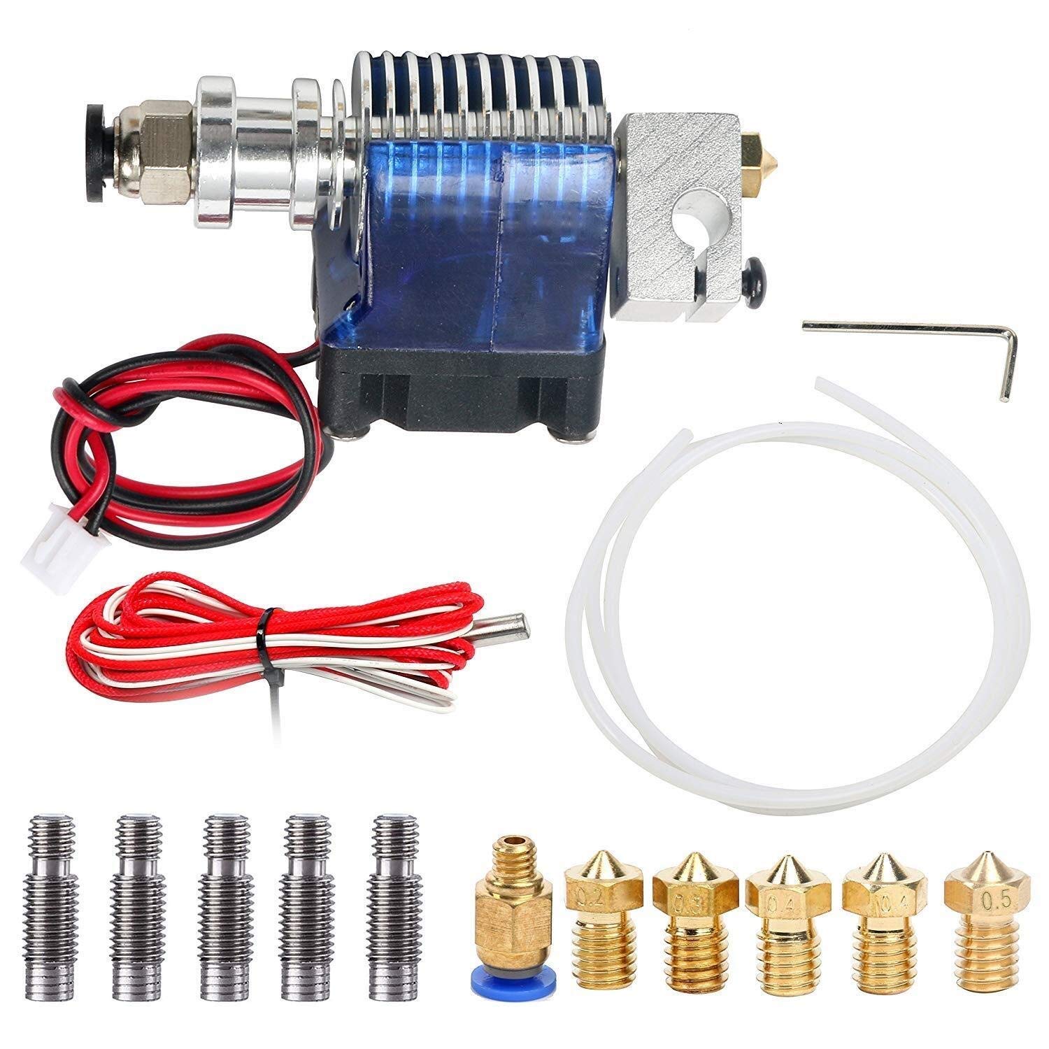 All Metal J Style Head Hotend Full Kit With 5 Pcs Extruder Print Head + 5 Pcs Stainless Steel Nozzle Throat For V6 Makerbot Reprap 3D Printers MANIHOM