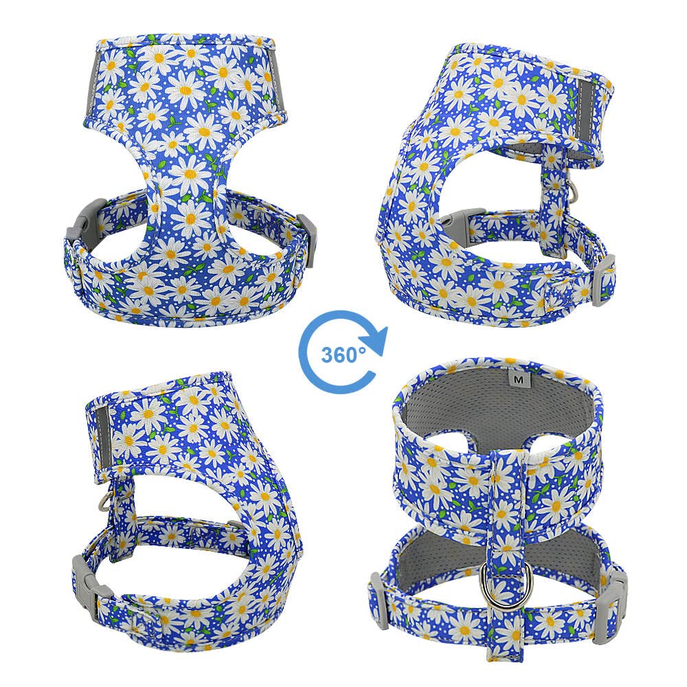 Arnés de Malla de Nailon con Estampado de Plomo para Perros y Gatos pequeños, Conjunto de Correa y Chaleco Reflectante Acolchado Suave DM, transportador de Perros (D, L)