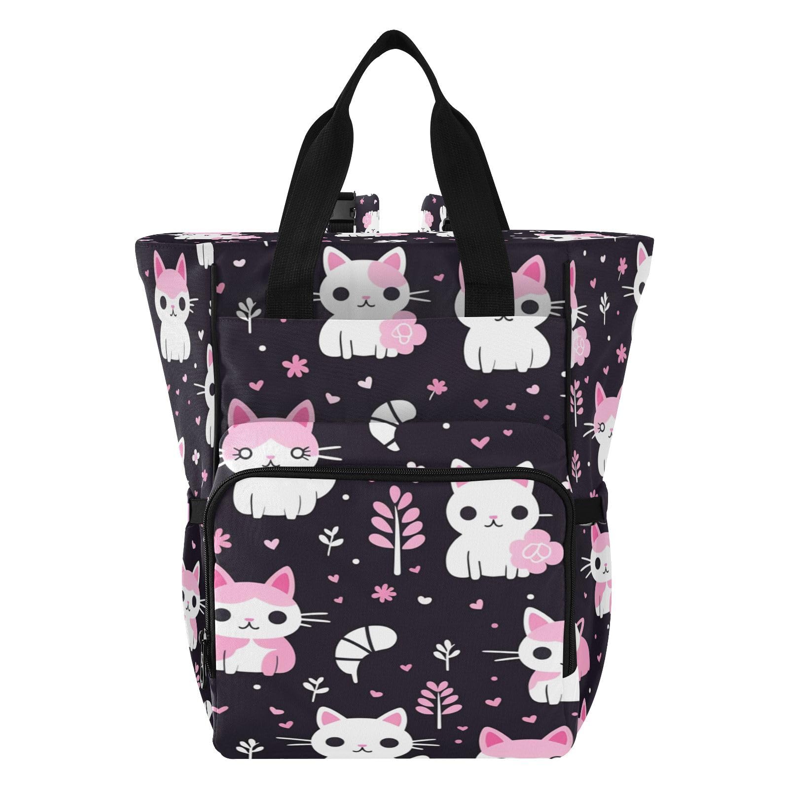 Gatti Rosa Adorabili Capricciosi Borsa per Pannolini Zaino Grande Capacità Borsa Mamma per Viaggia All'aperto