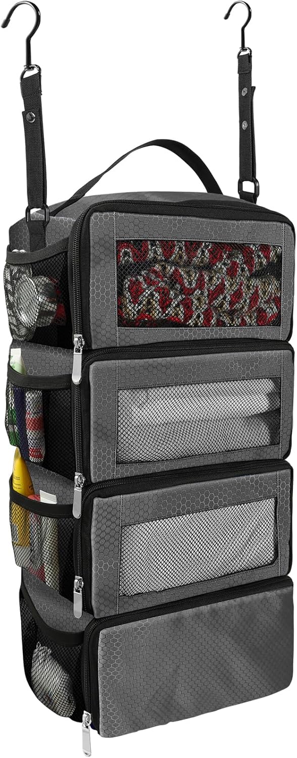 Olosar Suitcase Organizer, Travel Luggage Organizer Portable Hanging Travel Shelves Collapsible Hanging Packing Cubes for Carry on Suitcase