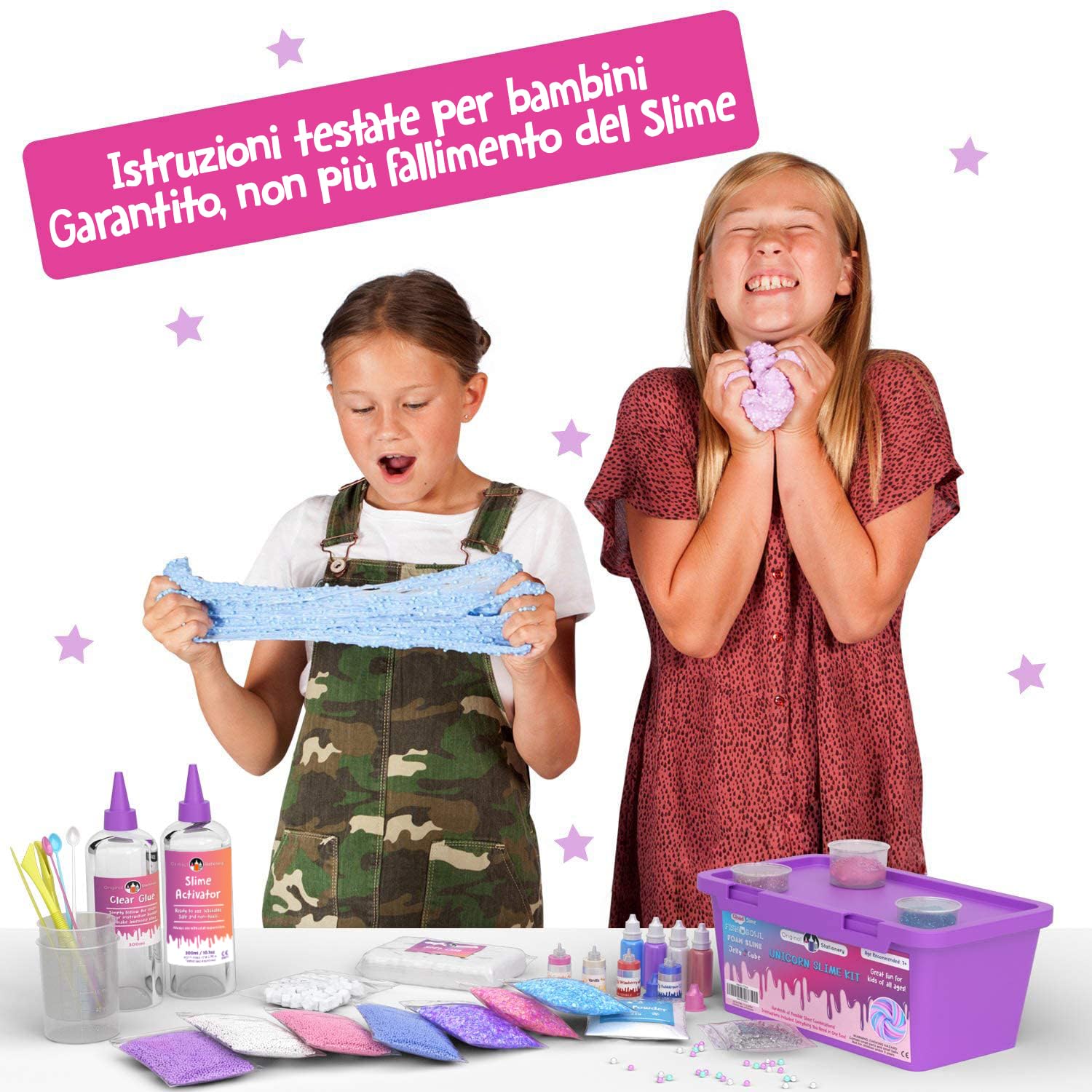 Original Stationery Unicorn Slime Kit Completo, Laboratorio Slime per Bambine – Fabbrica dello Slime Unicorno Soffice, Attivatore Kit Fai Da Te Regalo