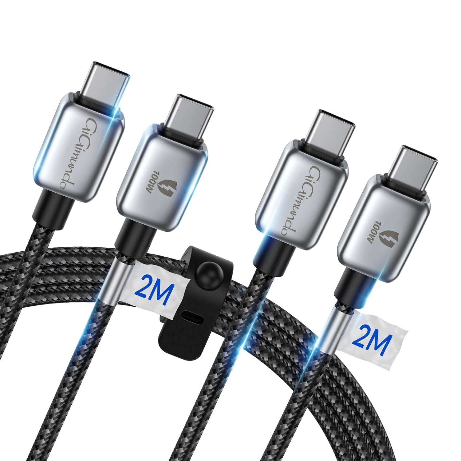 USB-кабель GiGimundo USB C PD100W [2 шт. 2м + 2м], 20 В/5 А, нейлоновый плетеный зарядный кабель USB C для Samsung Galaxy S23, S22