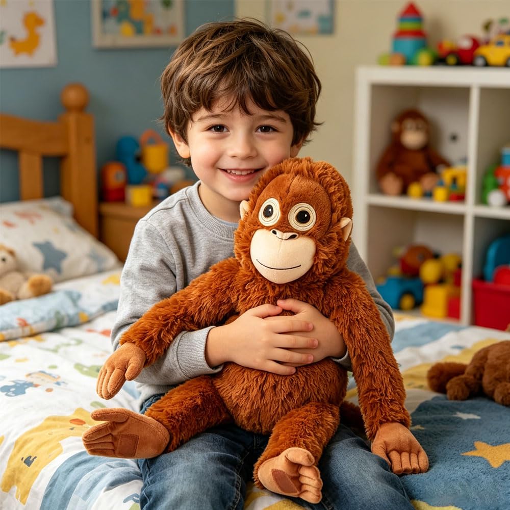 Punch Monkey Peluche, Peluche de orangután Grande de 66 cm, Manos MagnéTicas Mono de Peluche, Lavable y Seguro para niños,Peluche de Apoyo Emocional para Niños y Adultos