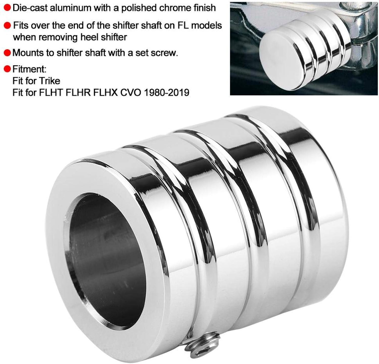 Heel Shift Eliminator Cap, Motorcycle Heel Shifter Level Eliminator Cover Aluminum Heel Shift Eliminator Motorcycle Accessory Fit for Trike, FLHT FLHR FLHX CVO 1980 to 2019(Silver)