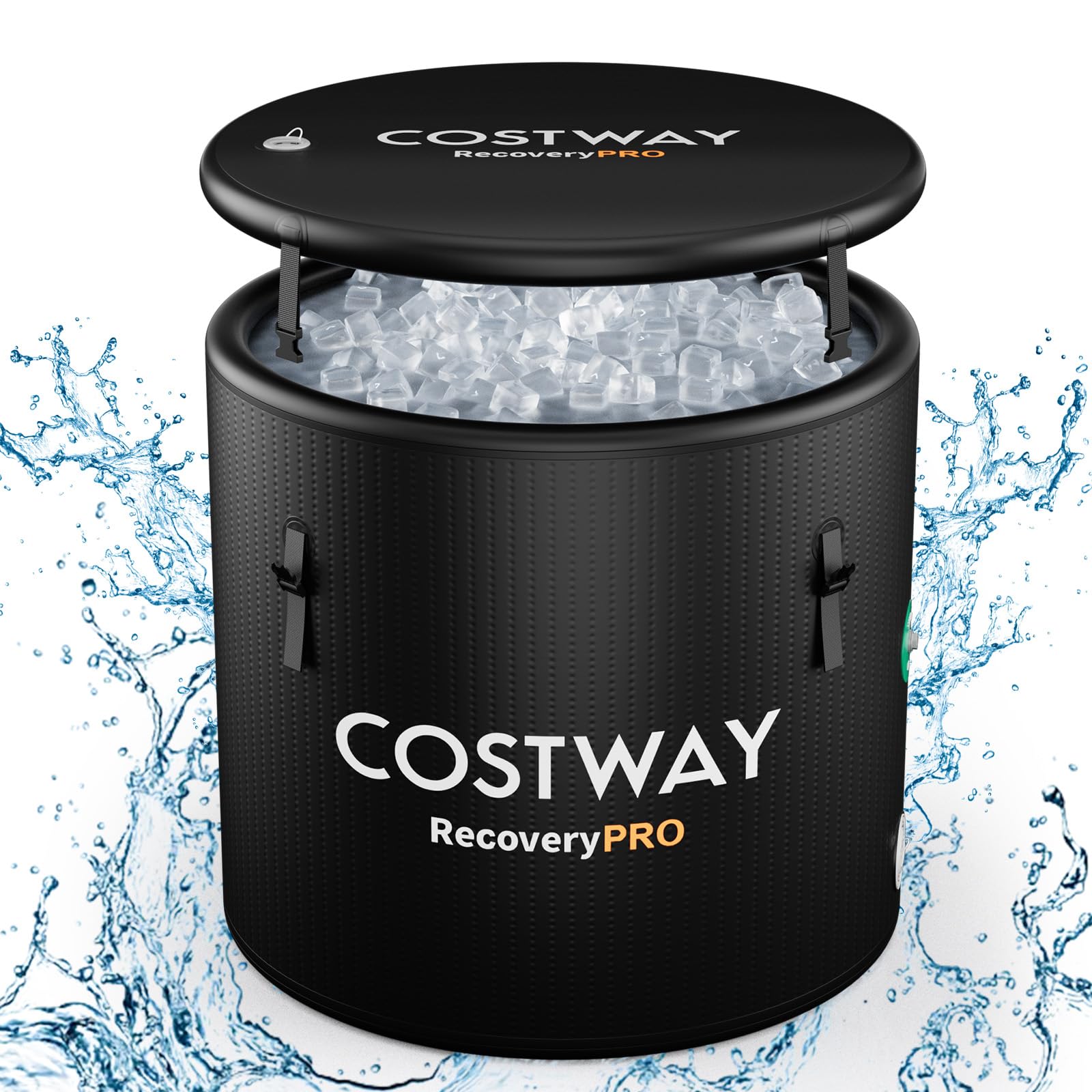 COSTWAY Large Portable Ice Bath Tub, 79 Gal Cold Plunge Tub w/Insulated Lid, Thermometer, Compatible with Water Chiller, Inflatable Multiple Layered Ice Bath Plunge for Athletes, Indoor & Outdoor Use