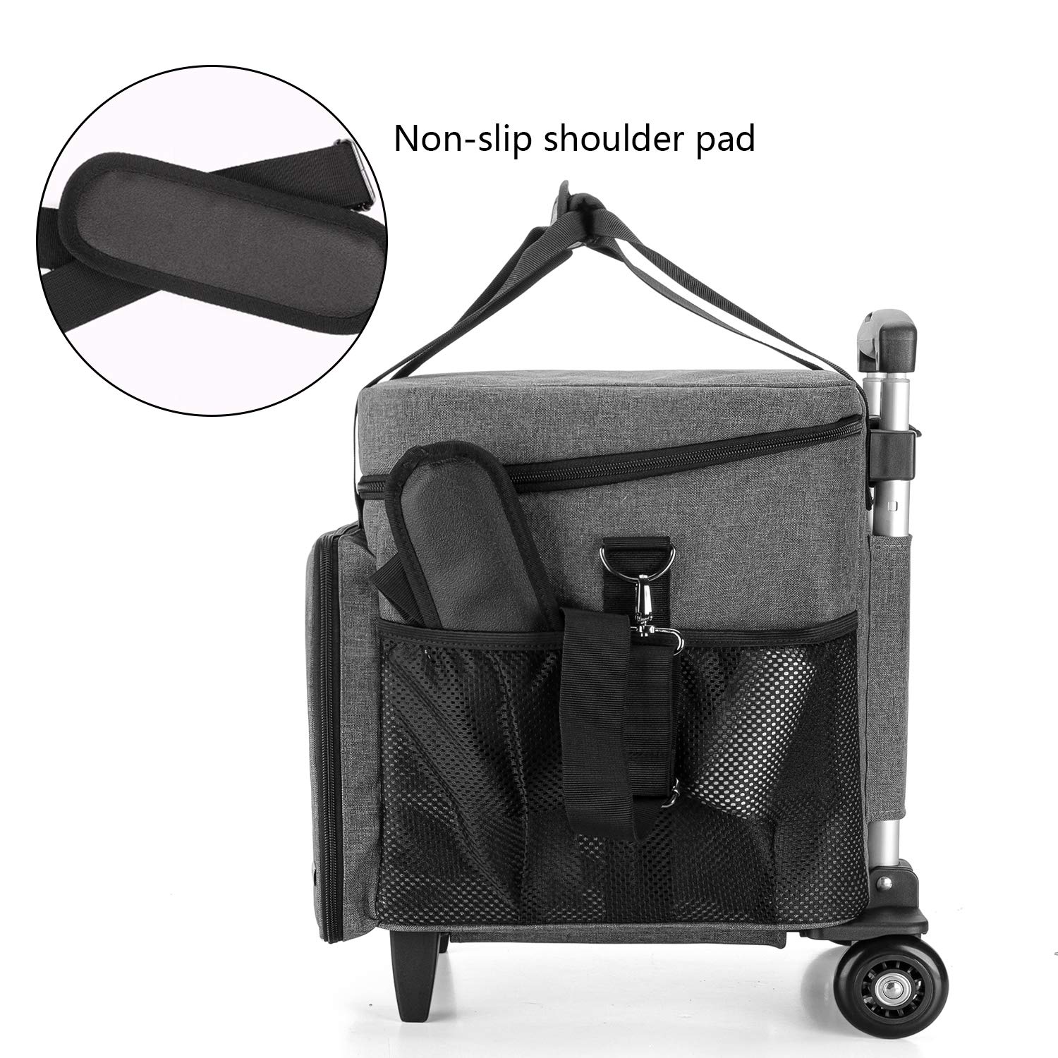 Luxja Bolsa para Remalladora con Trolley Desmontable, Maleta para Overlock, Bolsa Trasporte para Maquina Overlock y Accesorios, Gris
