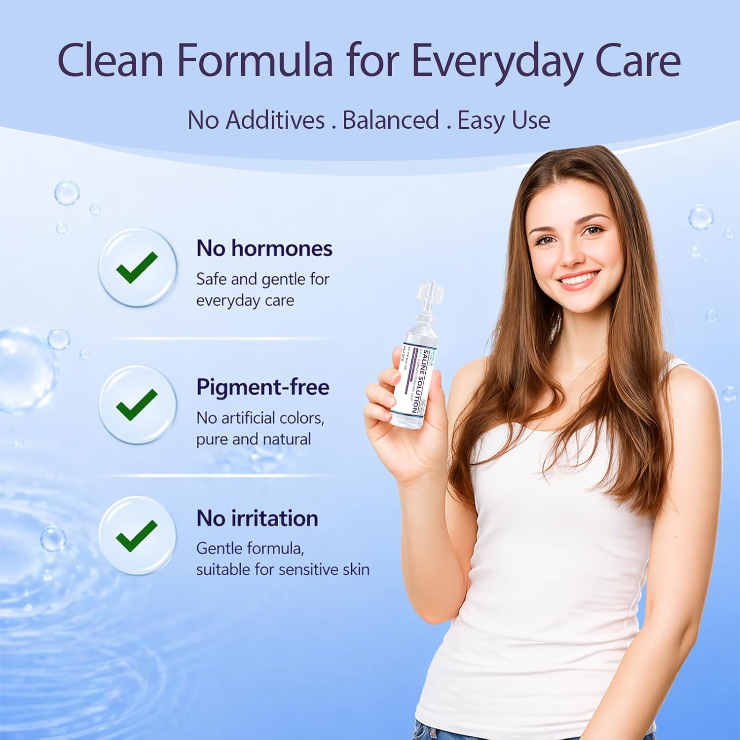 0.9% Saline Solution, Cleasing Solution, Normal Solution for Multi-Purpose Household Uses for All Ages, 5ml Each (56 Counts)