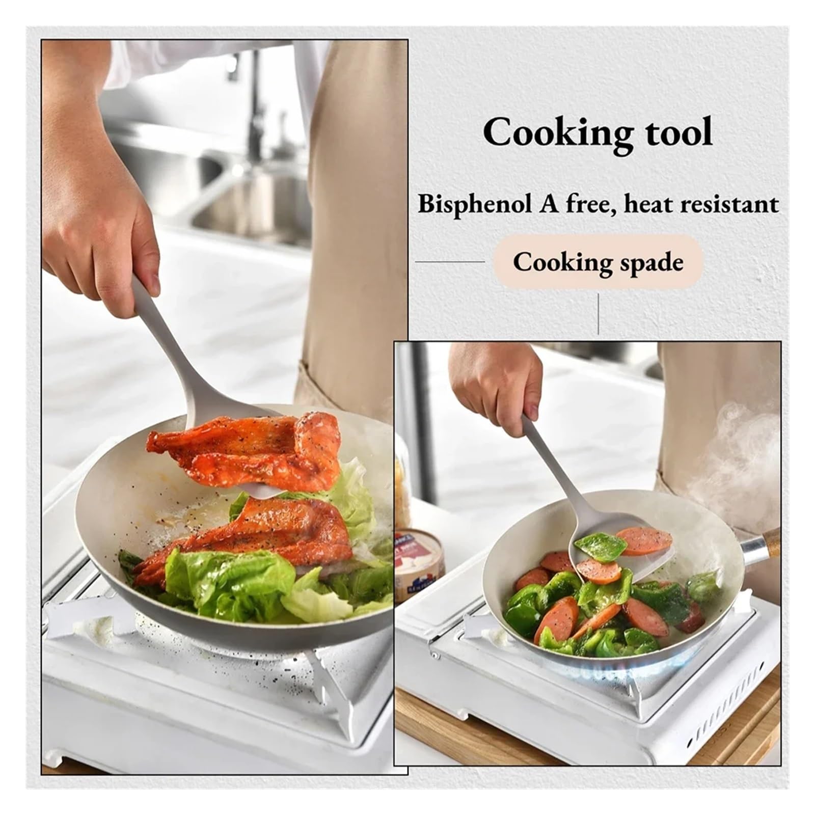 12 utensili da cucina in silicone, spatola, cucchiaio zuppa, pratico set di Per Cucinare(Green)