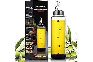 Shatterproof 17 oz Glass Oil Bottle Dispenser with Leakproof Spout for Kitchen
