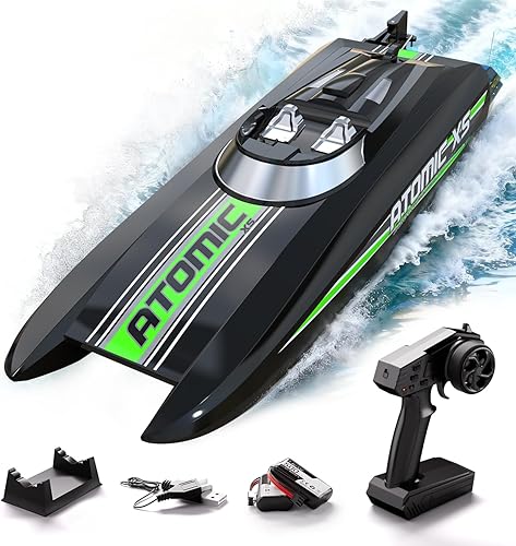 volantexrc Barcos a control remoto para piscinas y lagos 20+MPH AtomicXS Barco RC de alta velocidad para adultos, bote de juguete, regalos con 2