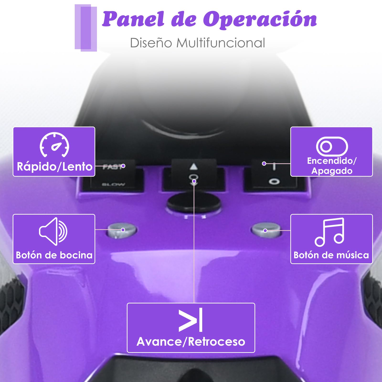 COSTWAY Quad Coche Eléctrico para Niños con Velocidad Regulable, 12V Vehículo de Juguete a Batería con Luces LED, Música y Pedal, Camión Eléctrico para Niños de 3 a 8 Años (Morado)