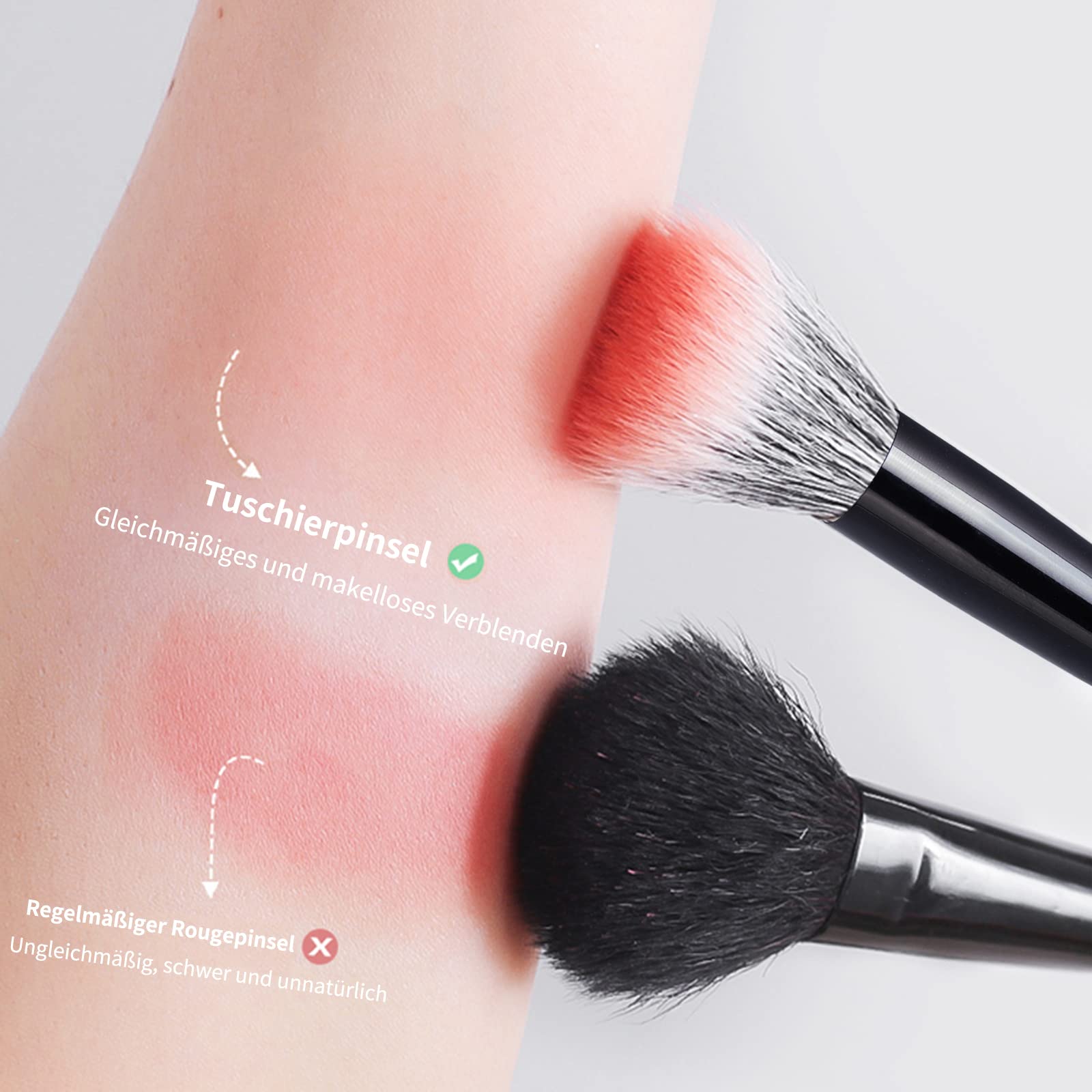 MSQ 2pcs Stippling Foundation Brochas - Cepillo de precisión para cara y ojo