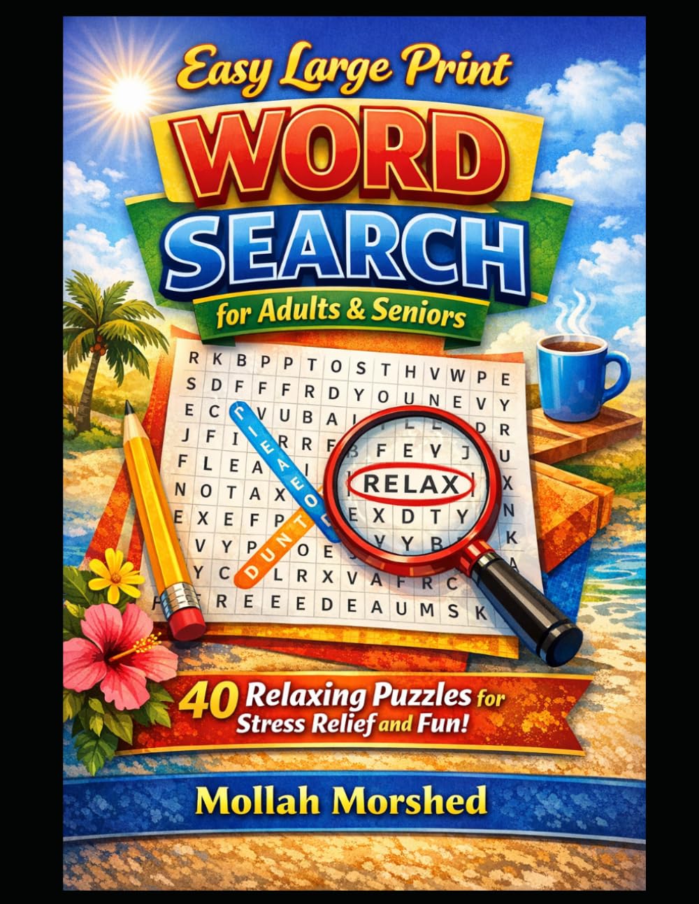 Easy Large Print Word Search for Adults & Seniors: 40 Relaxing Puzzles for Stress Relief and Fun