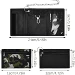 Nivofu RFID Slim Wallet, Men's Trifold Camouflage Wallets, Camouflage Wallet Wallets with Zip Coin, Metal Hook Zip Pocket, Mini Trifold Coin Purse, Canvas Outdoor Sports Wallet for Boys (Camouflage)