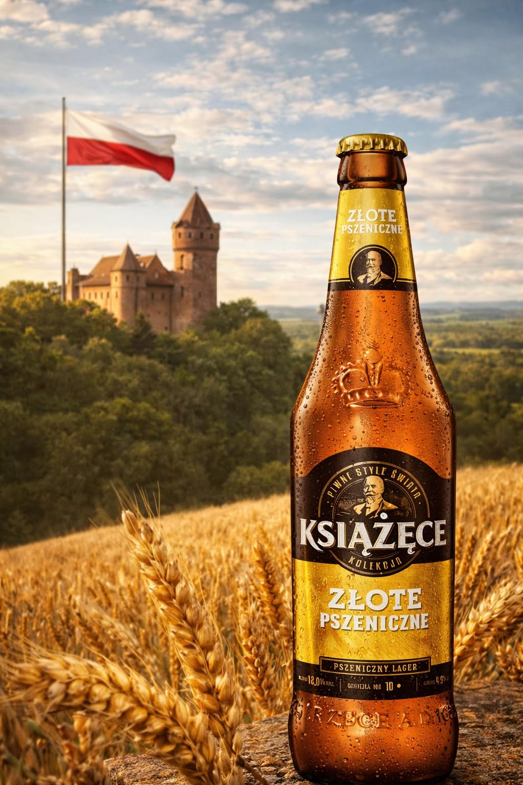 Książęce Weizen Bier 12 x 0,5l – 4,9% Vol. – Polnisches Weizenbier – Hefeweizen naturtrüb – Weizengenuss aus Polen – 12er Flaschen Set