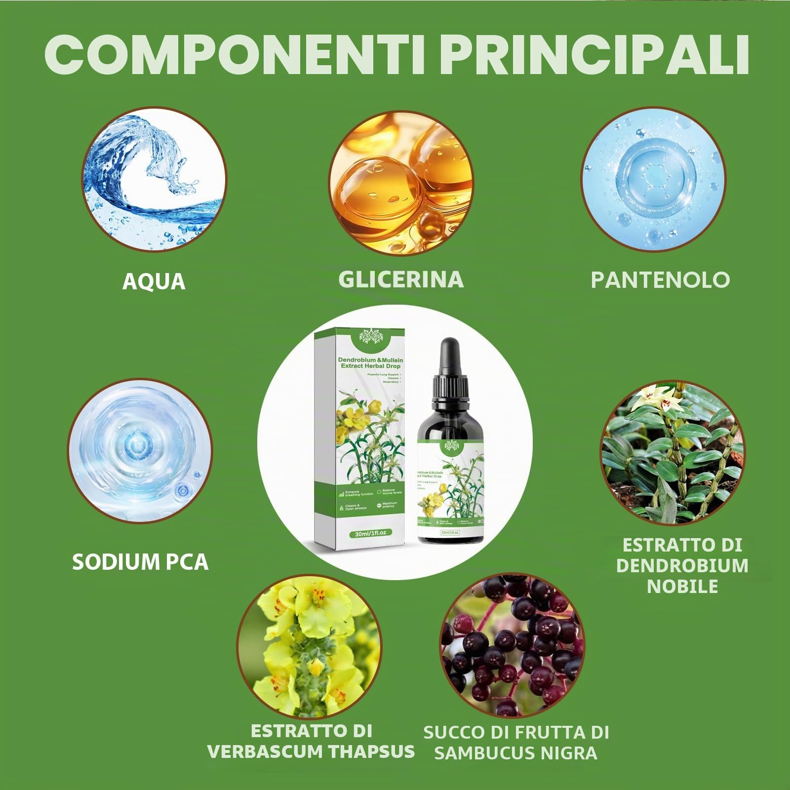 Potente pulizia polmonare,Gocce di estratto di verbasco,Essenza di erbe polmonari,Essenza di salute polmonare erba,Pulizia e protezione respiratoria,Potente pulizia dei polmoni