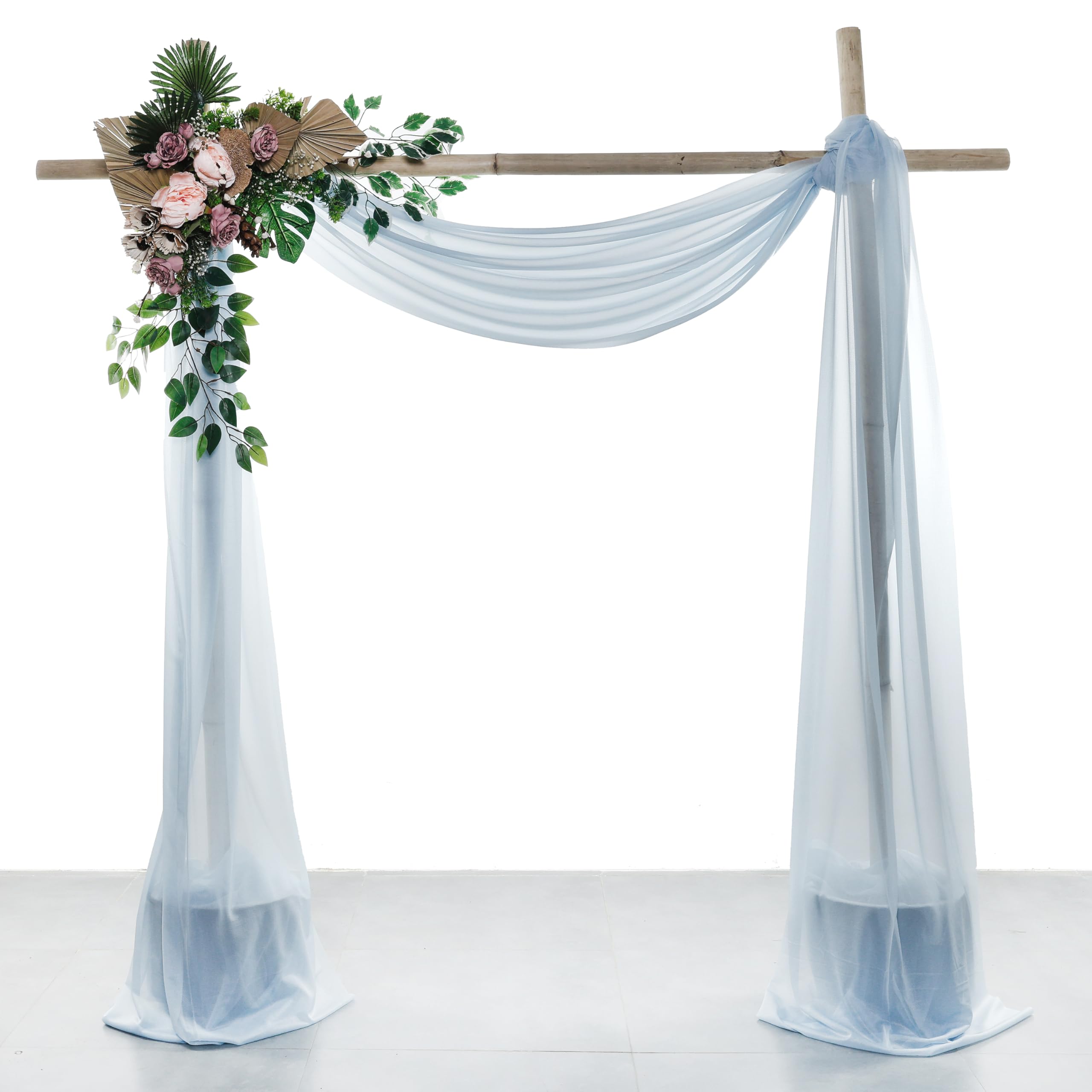 VDS Pack of 1 Panel (30 Inch X 50 Feet) Wedding Arch Draping Fabric Sheer Chiffon Fabric Drapery for Wedding Ceremony Reception Swag Backdrop Canopy Chuppah ARBO Altars Decoration (Baby Blue)