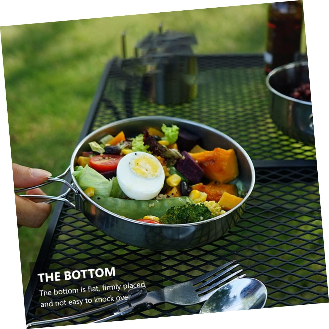 5pcs Outdoor Camping Tableware Set Durable Stainless Steel Pots and Cups for Hiking Picnics and Mountaineering Compact and Lightweight Cookware for Easy Carrying