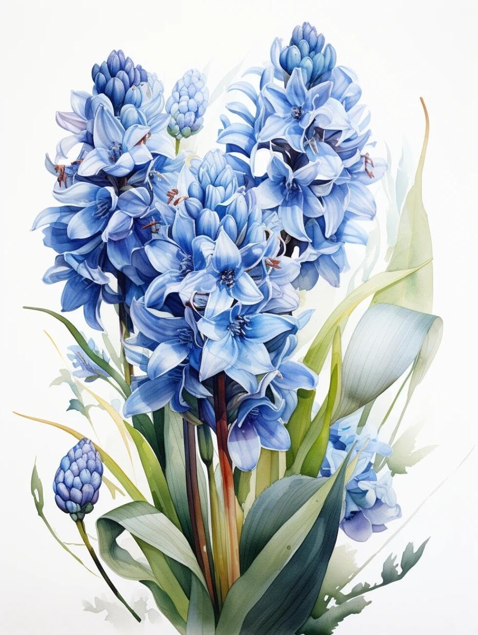 RKFLGEW Flowers 14CT Cross Stitch Kits for Adults Watercolor Hyacinth DIY Embroidery for Adults Beginner Needlework Kit with Patterns Needlepoint Art 40x50cm
