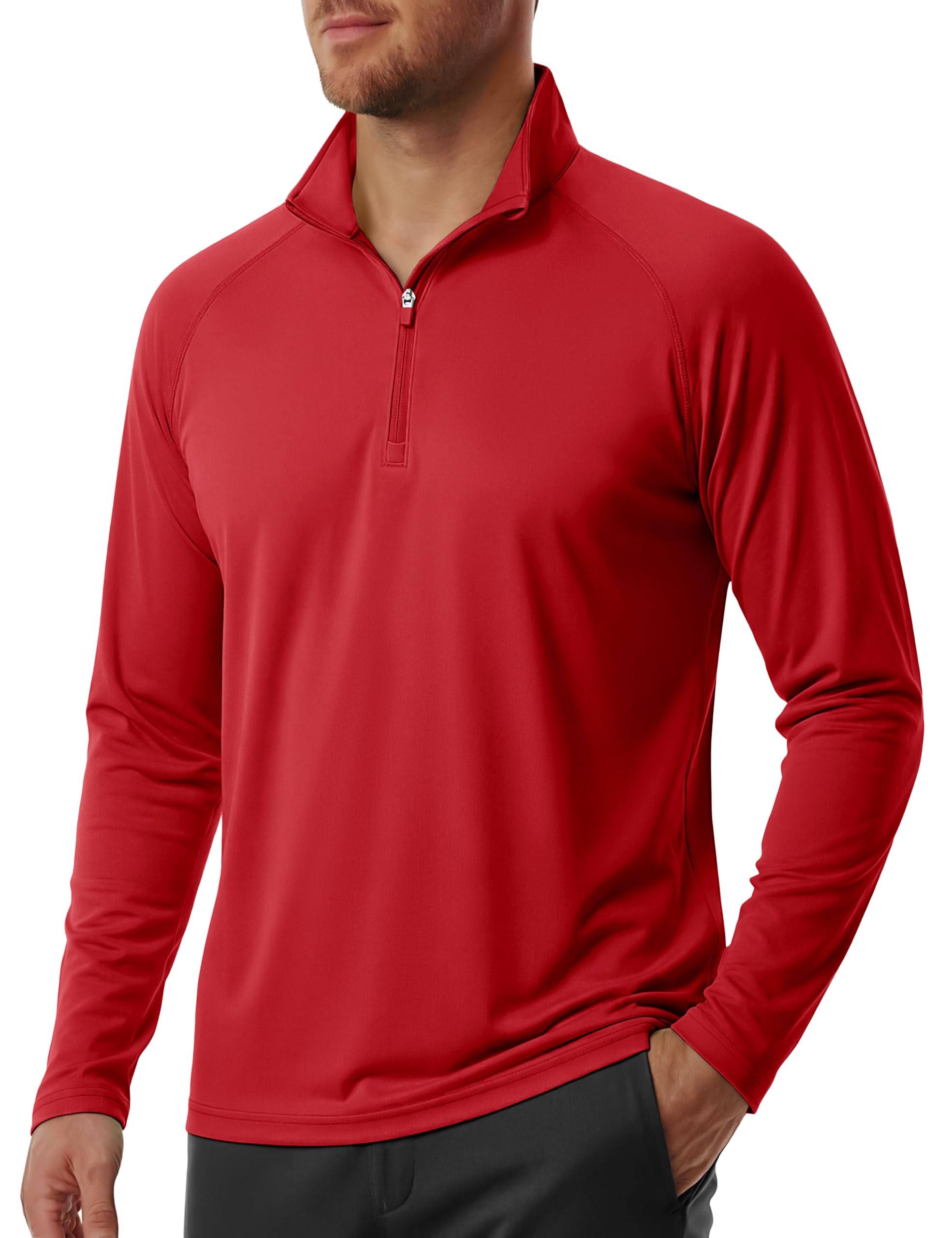 MAGCOMSEN Men's Long Sleeve Sun Shirts UPF 50+ Tees 1/4 Zip Up Fishing Running Rash Guard T-Shirts Outdoor Shirt