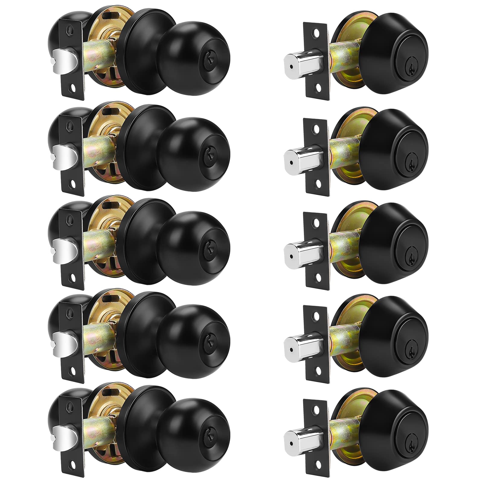 Probrico Matte Black Door Knob Set - Secure & Stylish -22 Probrico Matte Black Door Knob Set - Secure & Stylish -22