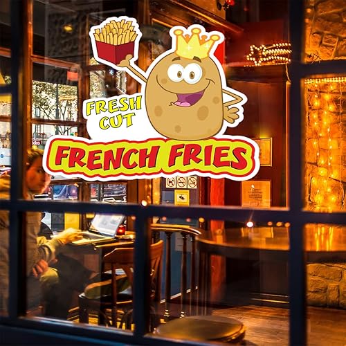 Miniatura 5 de Calcomanías personalizadas para camiones de alimentos recién cortados papas fritas comida y bebidas, letrero de concesión de 10 pulgadas en el