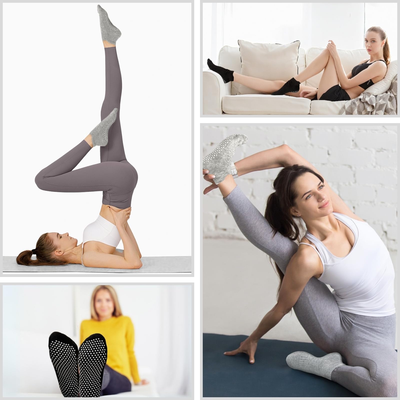 3 pary skarpet do jogi antypoślizgowe skarpety do pilatesu dla kobiet i mężczyzn oddychające bawełniane skarpetki do baletu szpitala tańca w domu fitness pełne palce kostki antypoślizgowe
