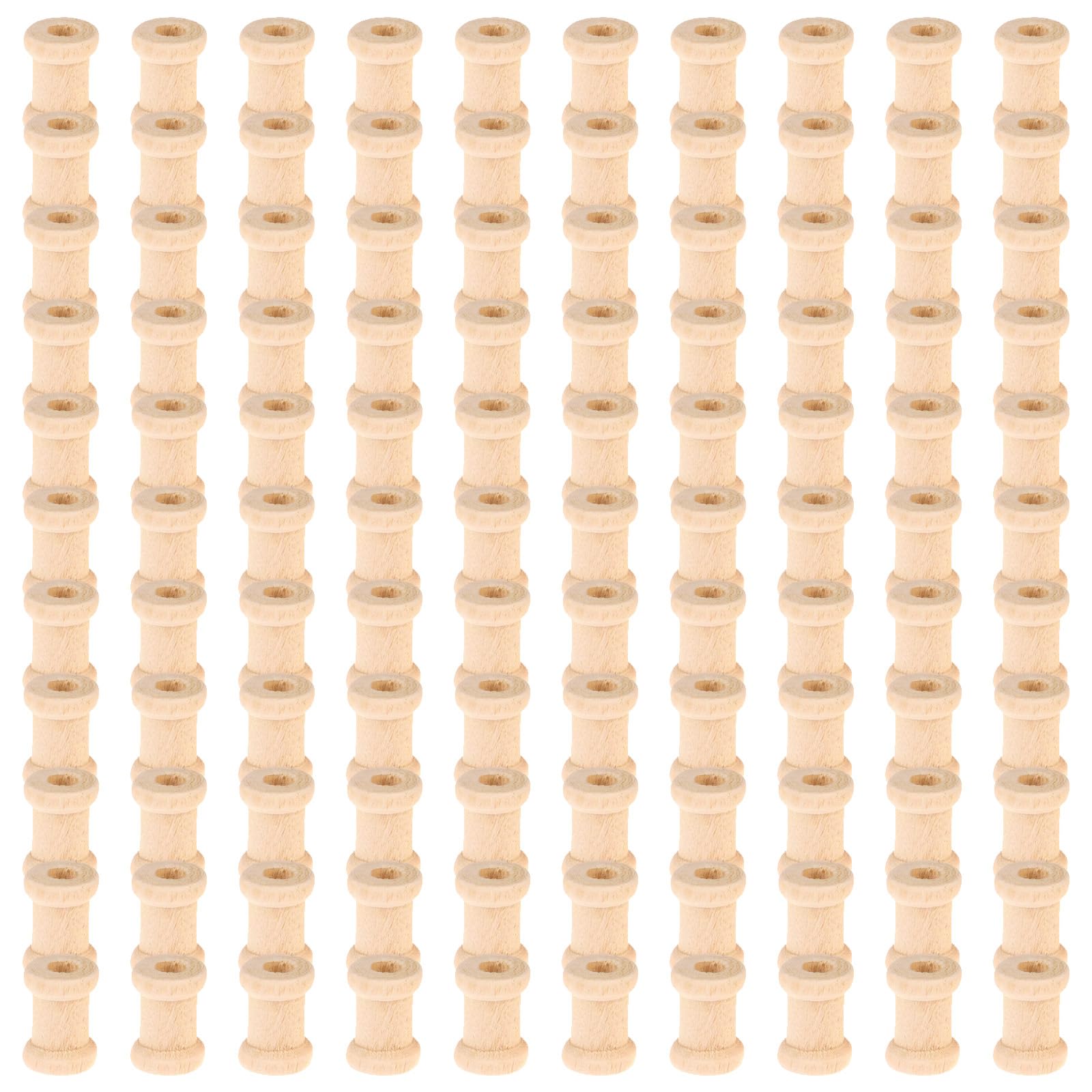 Tsophreniq 100 Pcs Wood Empty Spools Wood Bobbins Sewing Thread Ribbon Holder Empty Thread Spools Sewing Accessories for Embroidery