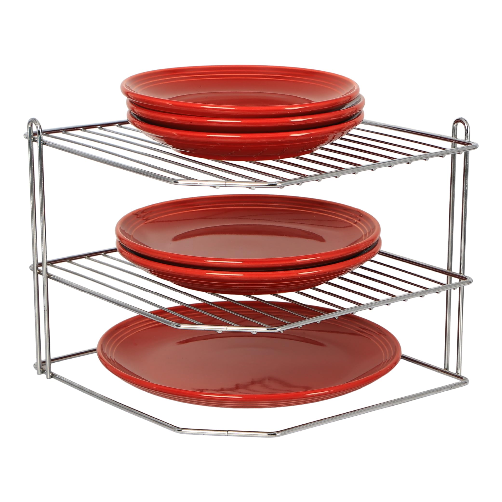 Buckingham 3 Tier Corner Plate Rack Kitchen Cupboard Storage Organiser 28 Cm