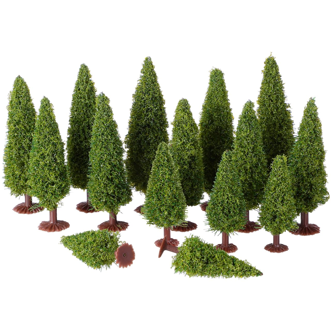 VOSAREA 15pcs Forest Miniatures Trees Green Scenery Model Trees for Maps Tree Model Train DIY Landscape Tribe