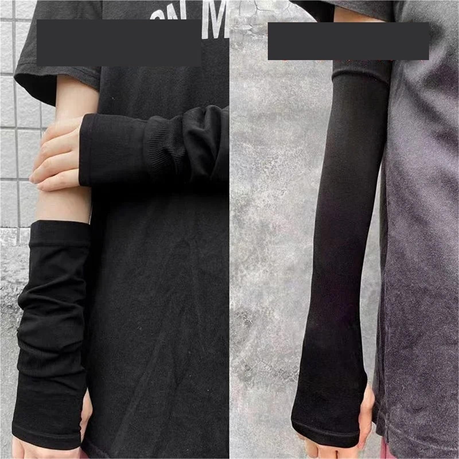 3 pares de guantes suaves y finos sólidos, manoplas manga larga for hombre mujer, calentadores brazos sin dedos