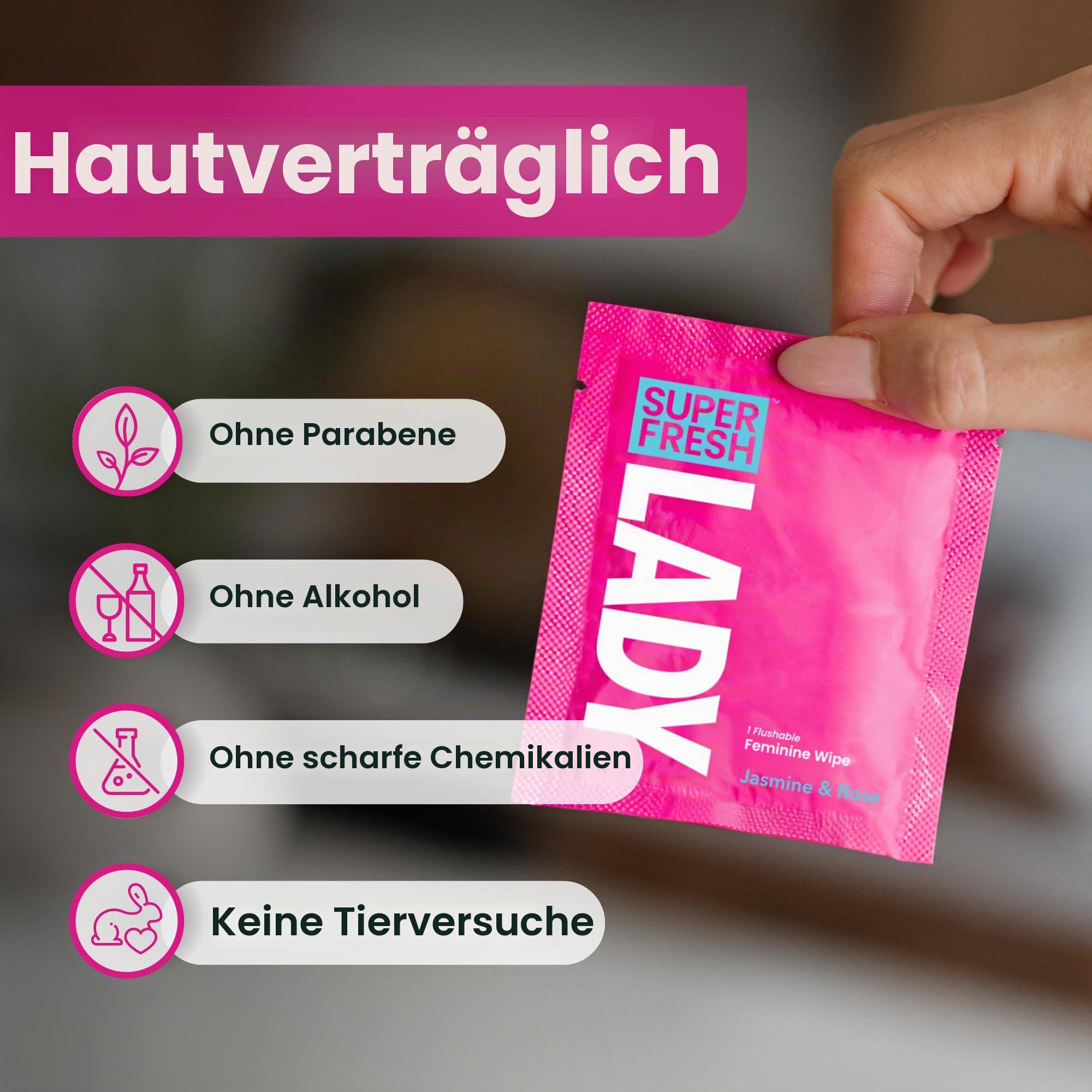 Lady Parts Feminine Tücher – spülbares Feuchttuch für Frauen – pH-optimiert für Privatpersonen, Körper, Hintern und Gesicht – gut für Reisen und Intimbereiche – bleiben frisch und sauber – 20 Tücher