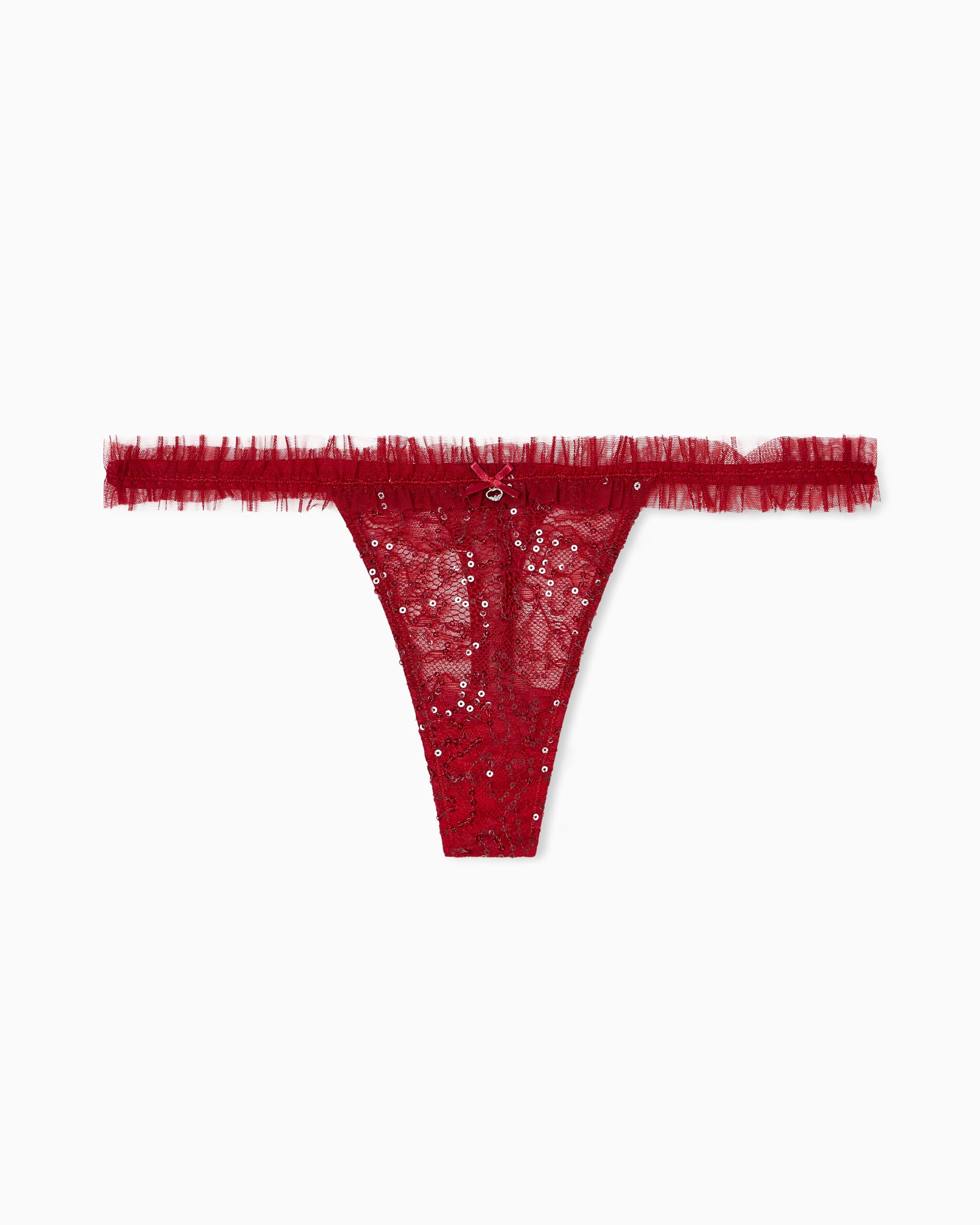 Emporio Armani Womens Sequins Lace Thong