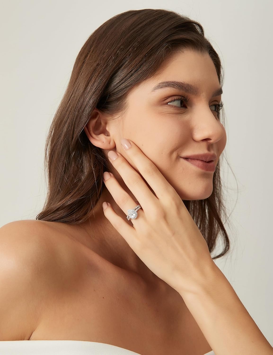 EAMTI 1.5CT 925 Sterling Silver Bridal Ring Sets 14K Gold Plated Teardrop CZ Engagement Vintage Pear Promise Rings Marquise Wedding Bands for Women Size 3-11