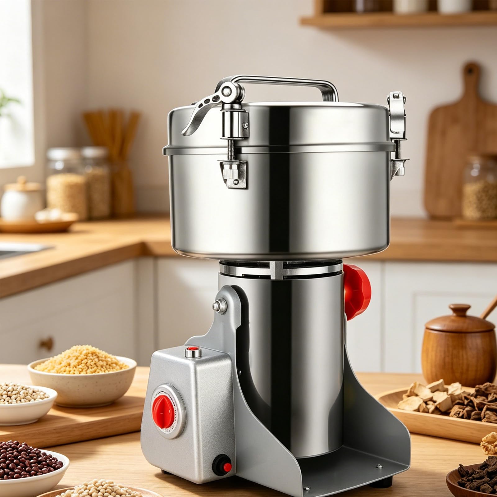 GSHSHOU High Speed Food Electric Stainless Steel Grinder Mill Seeds,Electric Grain Mill,35000r/min,Flour Nut Pill Wheat Corn Herbs Spices & Seasonings Dry Grinder 1500G