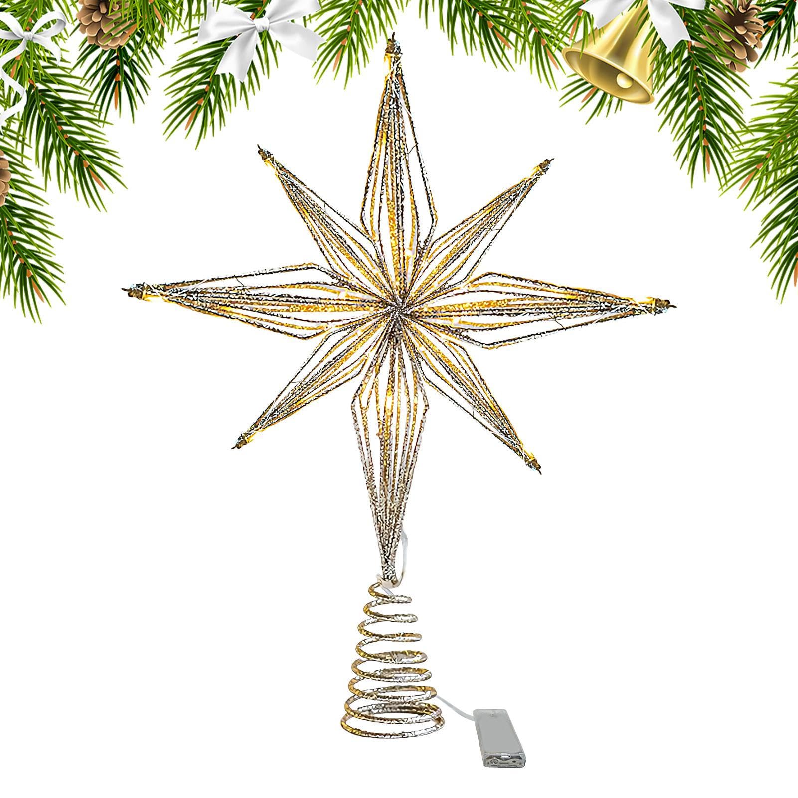Estrella para árbol de Navidad con 20 luces LED blancas para la decoración de tu hogar
