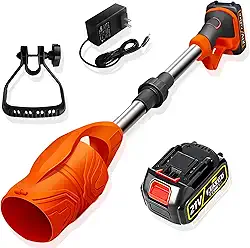 Soprador de folhas sem fio 21 V (bateria e carregador incluídos), 600 CFM/200 MPH, leve, design dobrável para limpeza de quintal, cuidados com o gramado, pátio, entrada de garagem e detritos