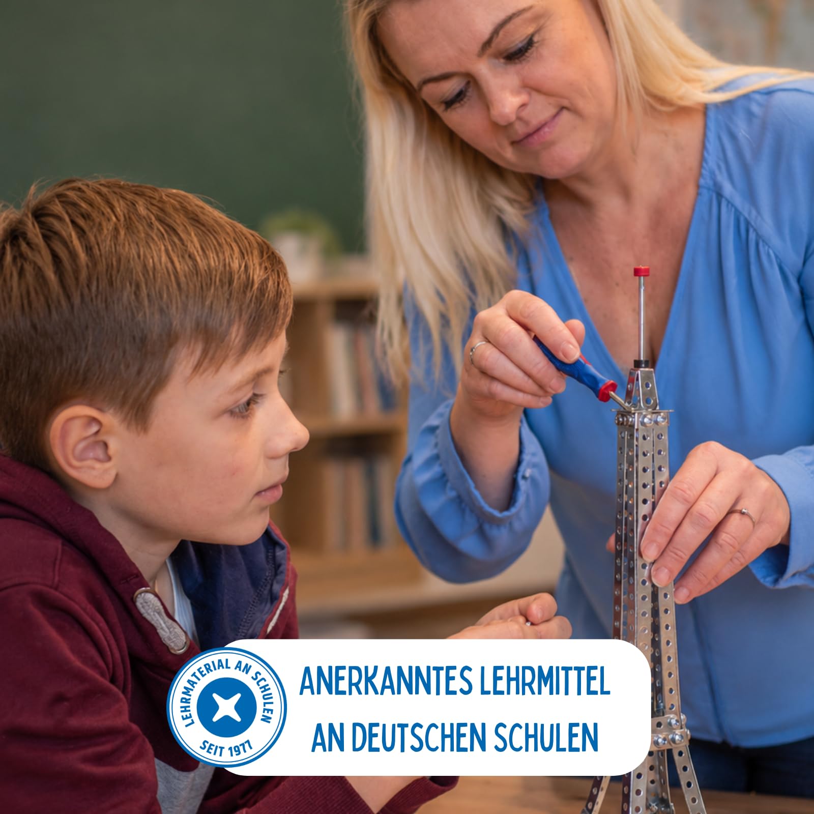 eitech Basisbaukasten - Metallbaukasten 00006, 8-in-1 Set mit 270 Teilen | Konstruktionsspielzeug, Modellbau Kinder 8 9 10 Jahre, Geschenk Mädchen Junge, Montessori Baukasten, Metall Baukasten