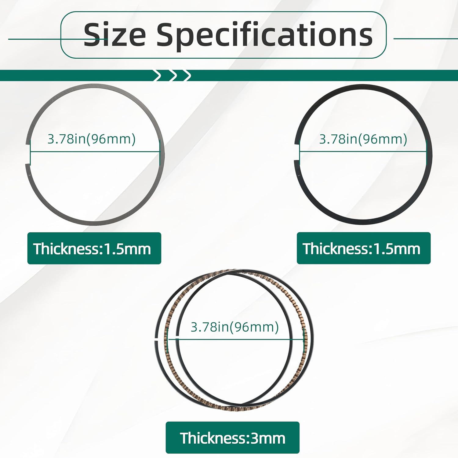 40PCS,Riyhch Piston Ring kit,for 5.3L and 4.8L LS-based engines, including LM7, L59, LS4, LY5, LMG, LMF, LH6, LC9, and L33,OE 41859CP 2M4978 E-937K PR3165,Standard Size(STD)