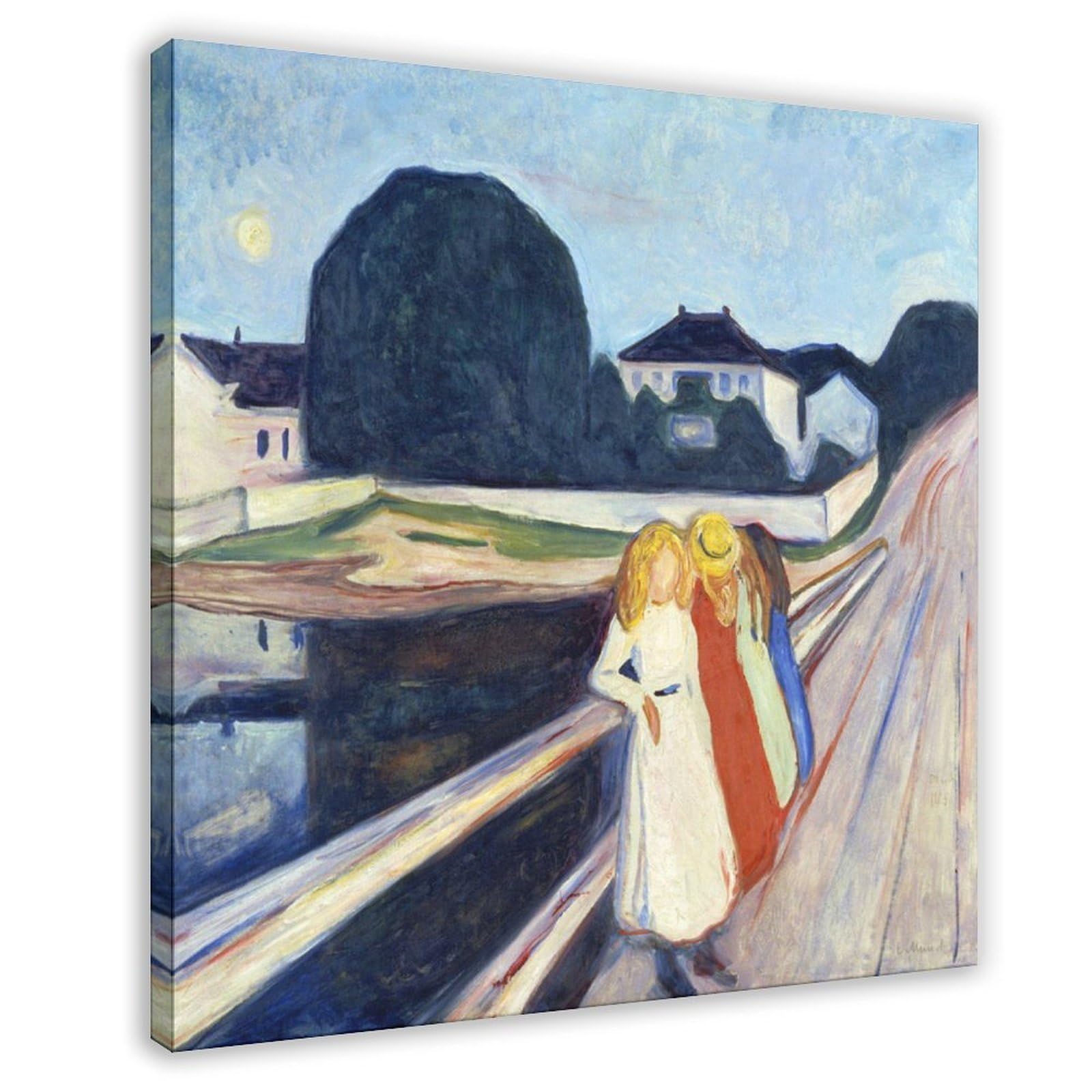 WCYB The Girls on The Bridge by Edvard Munch Posters Prints Canvas Deco Paintings Wall Art Frame 16" L X 16" W