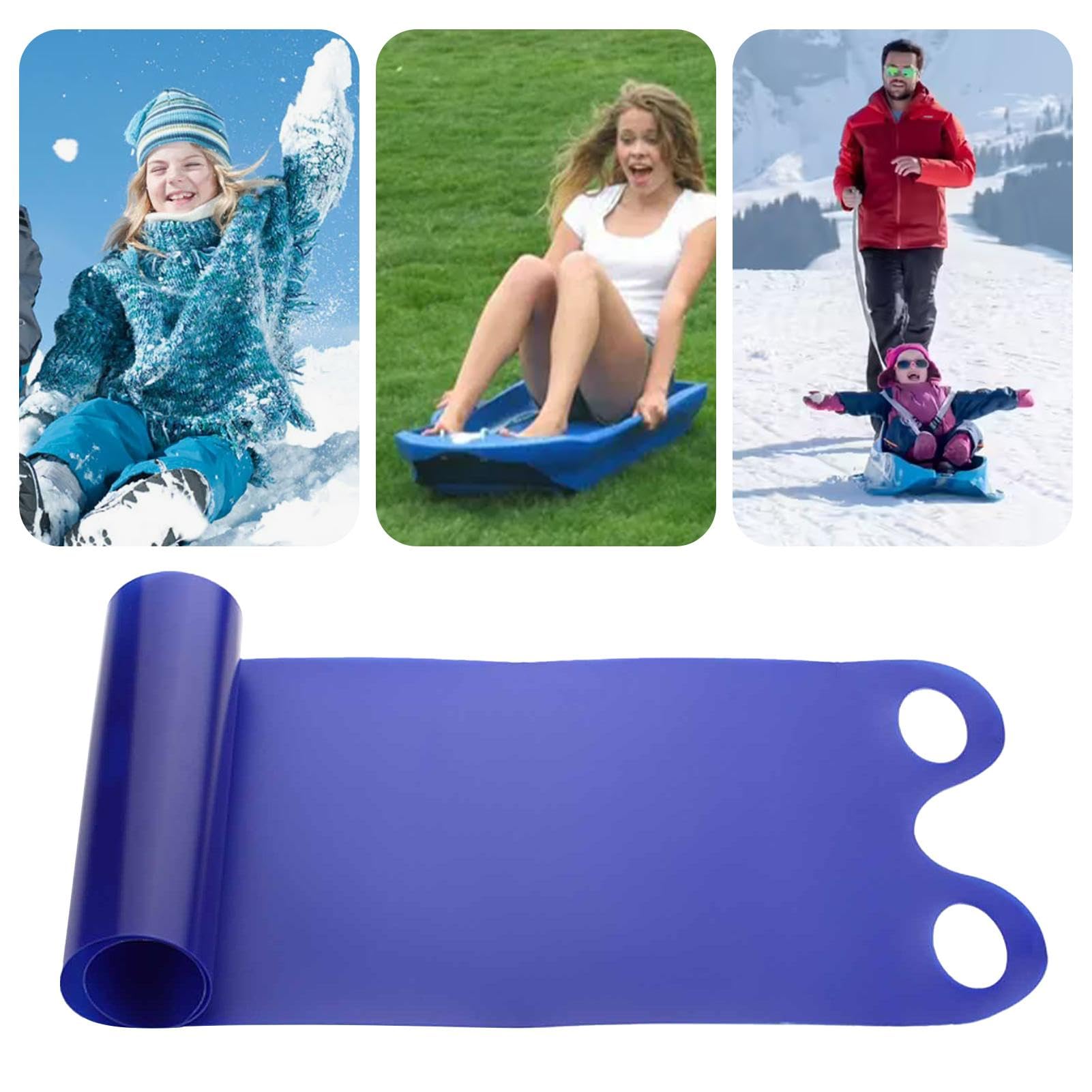 Sneeuwslee voor kinderen, rolende sneeuwschuiver, vliegende tapijtslee, glijmat, afdalingsrodel, gras, flexibele kunststof handgrepen, stuurinrichting, compacte reislee voor buiten