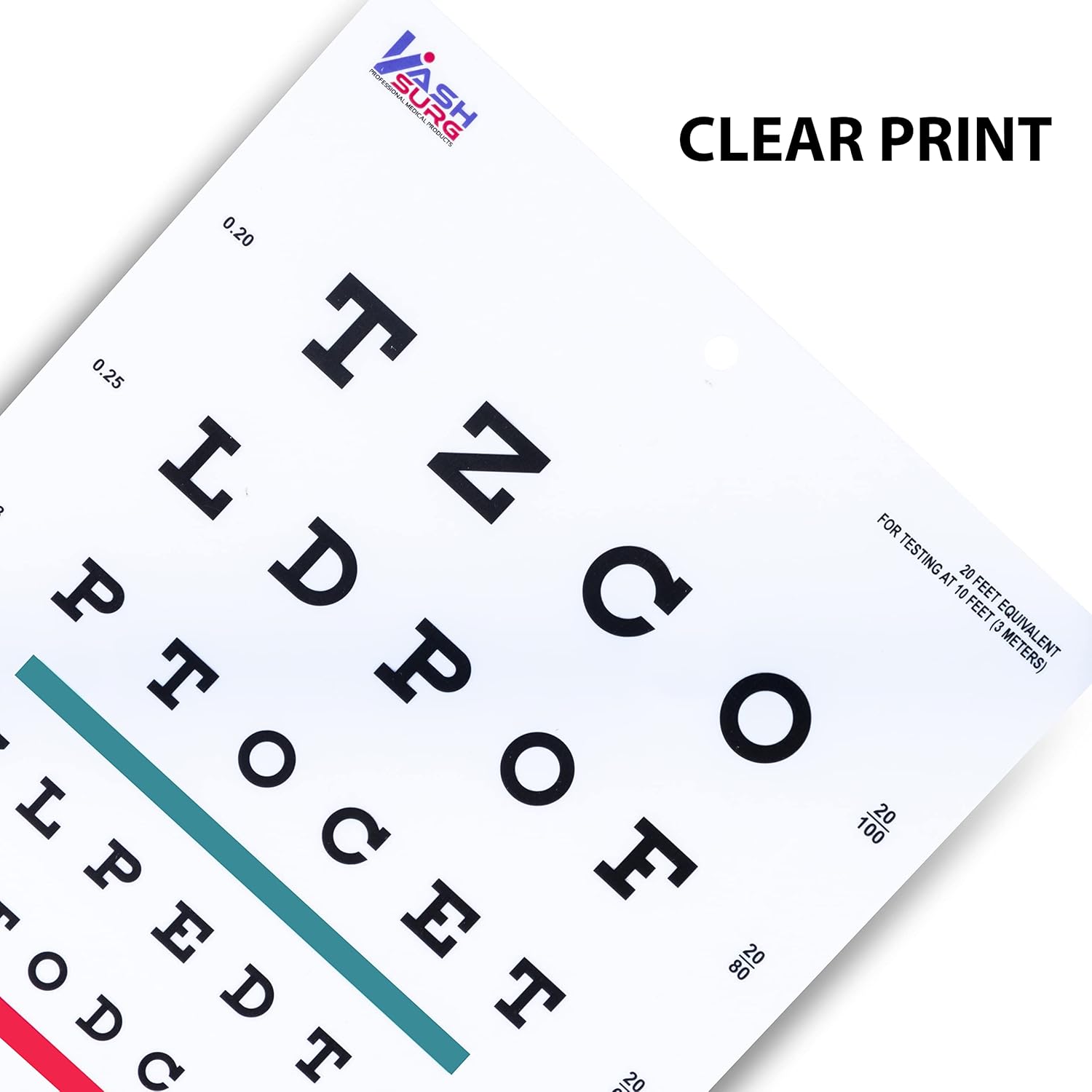 Snellen Chart with Red Green Lines 10 Feet : Industrial & Scientific