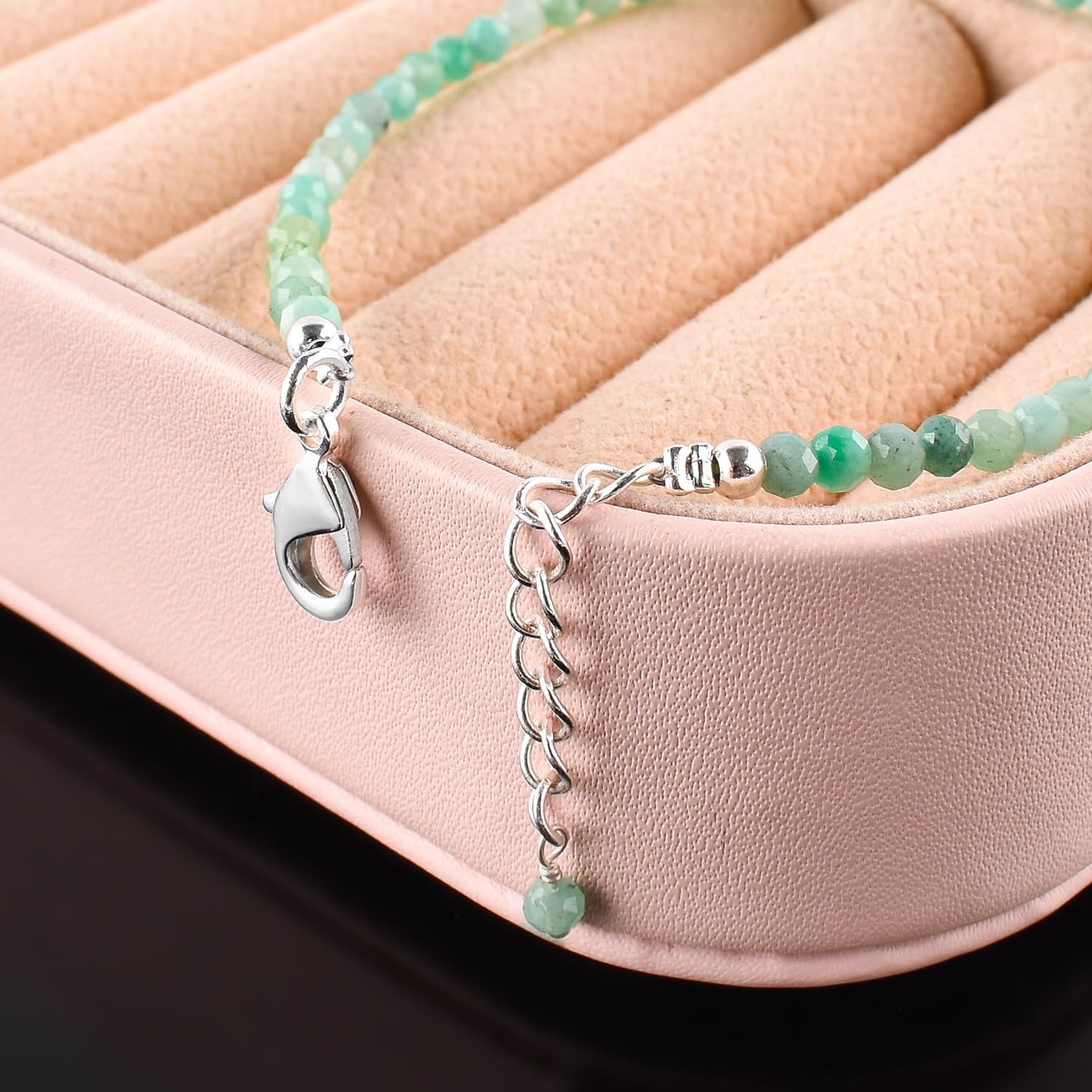 InfinityGemsArt Natural Bracelet For Women Gemstone Micro Beads Dainty Jewelry Christmas Gifts for Women, Birthstone, Stone Jewelry 925 Sterling Silver Chain 8 inch Adjustable - Image 3