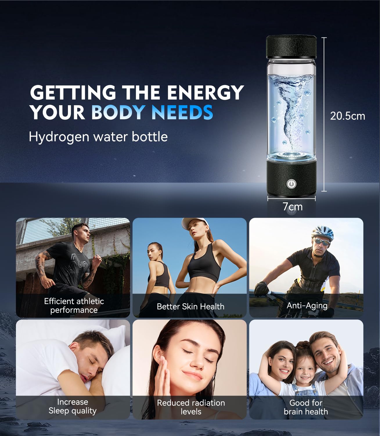 Hydrogen Water Bottle Generator, Up To 9000 Ppb Hydrogen Bottle Water Ionizer With Spe/pem Technology, 3-in-1 Portable Universal Adapter And Refreshin - View #4