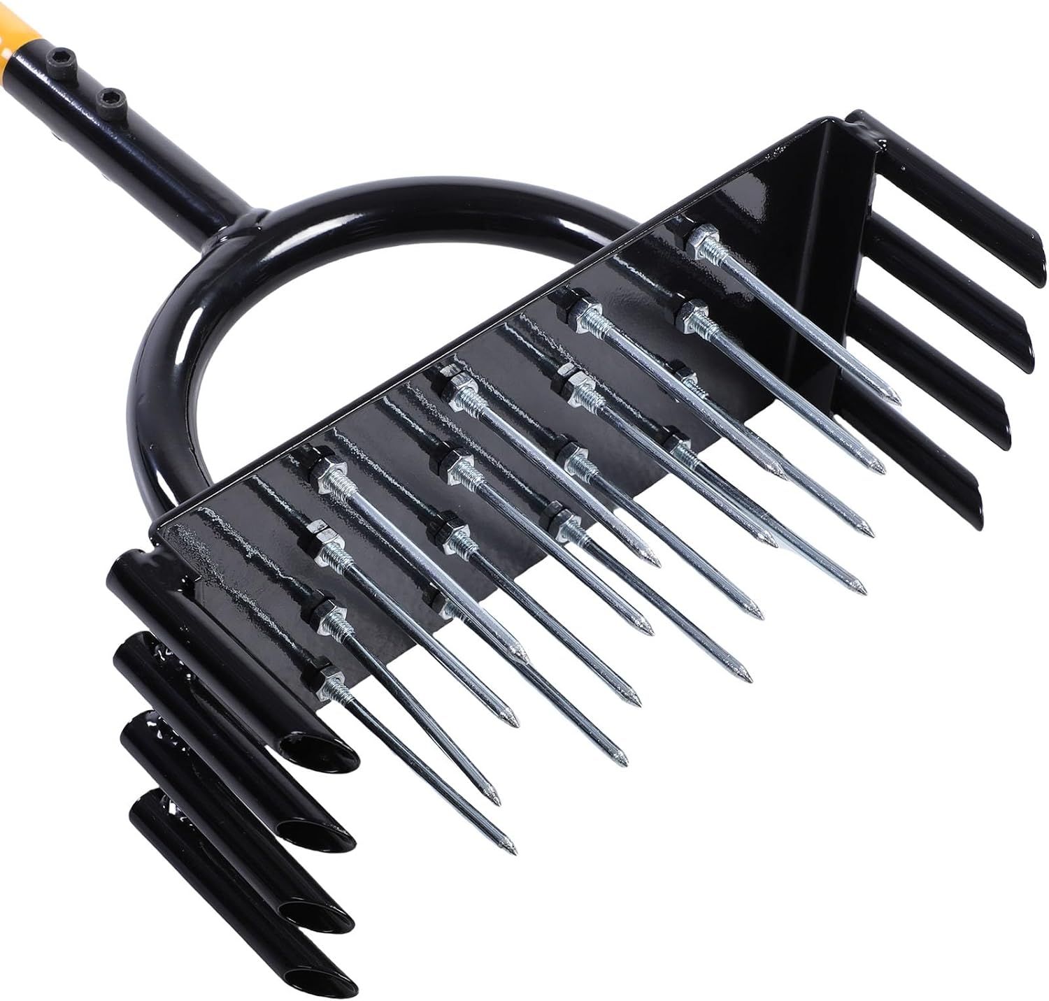 AUNMAS Lawn Aerator, 16 Spikes 8 Cores Durable Rustproof Design Manual Lawn Aerators with Ergonomic T Handle for Garden Yard Use