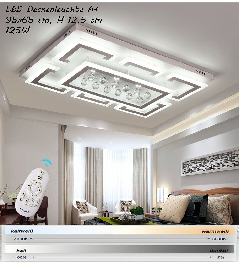 Lampa sufitowa LED NXW803 95 x 65 cm, z pilotem zdalnego sterowania, regulowana barwa światła/jasność, ściemniana, A+LED, lampa do salonu, lampa wisząca, lampa sufitowa (XW803-95 x 65 cm, 125 W)