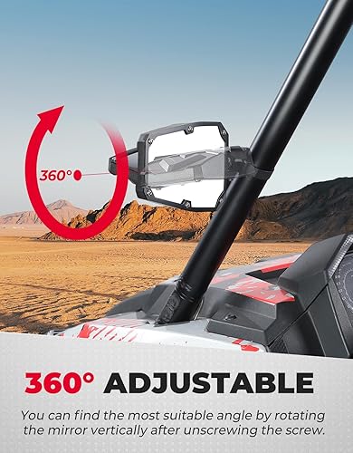 Miniatura 7 de KEMIMOTO UTV - Espejos laterales de visión lateral UTV para jaula redonda de 1.5-1.875 (sin ganancia) SXS compatible con Polaris RZR 900 1000 Rhino